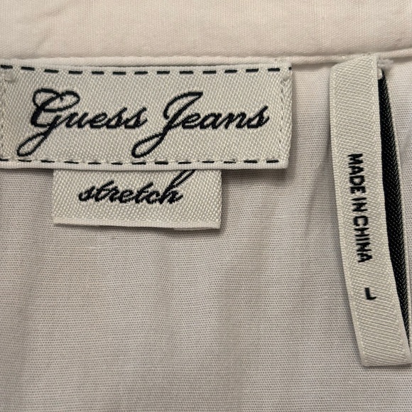 Y2K Guess Button Down Pleated Puffy Sleeves Stretch Blouse - Picture 8 of 10